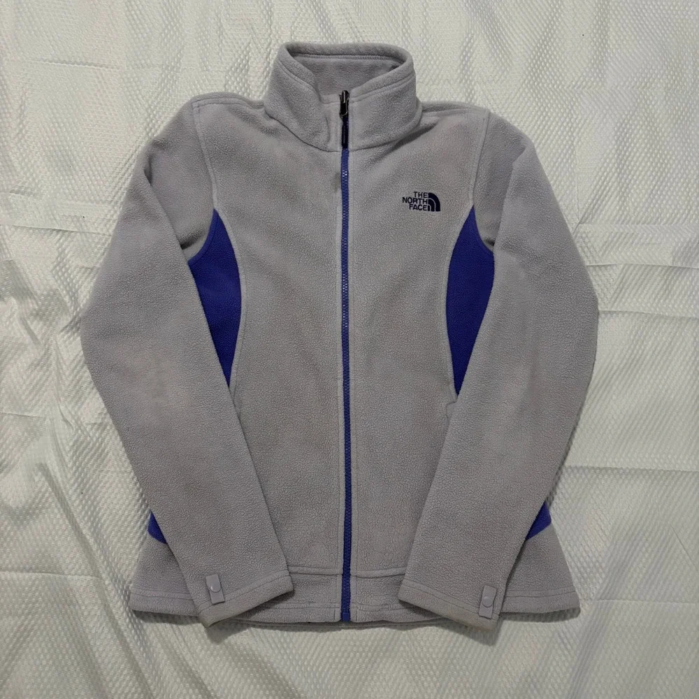 The‎ North Face Womens Full Zip Fleece Jacket Grey Purple Mock Neck NJ983488